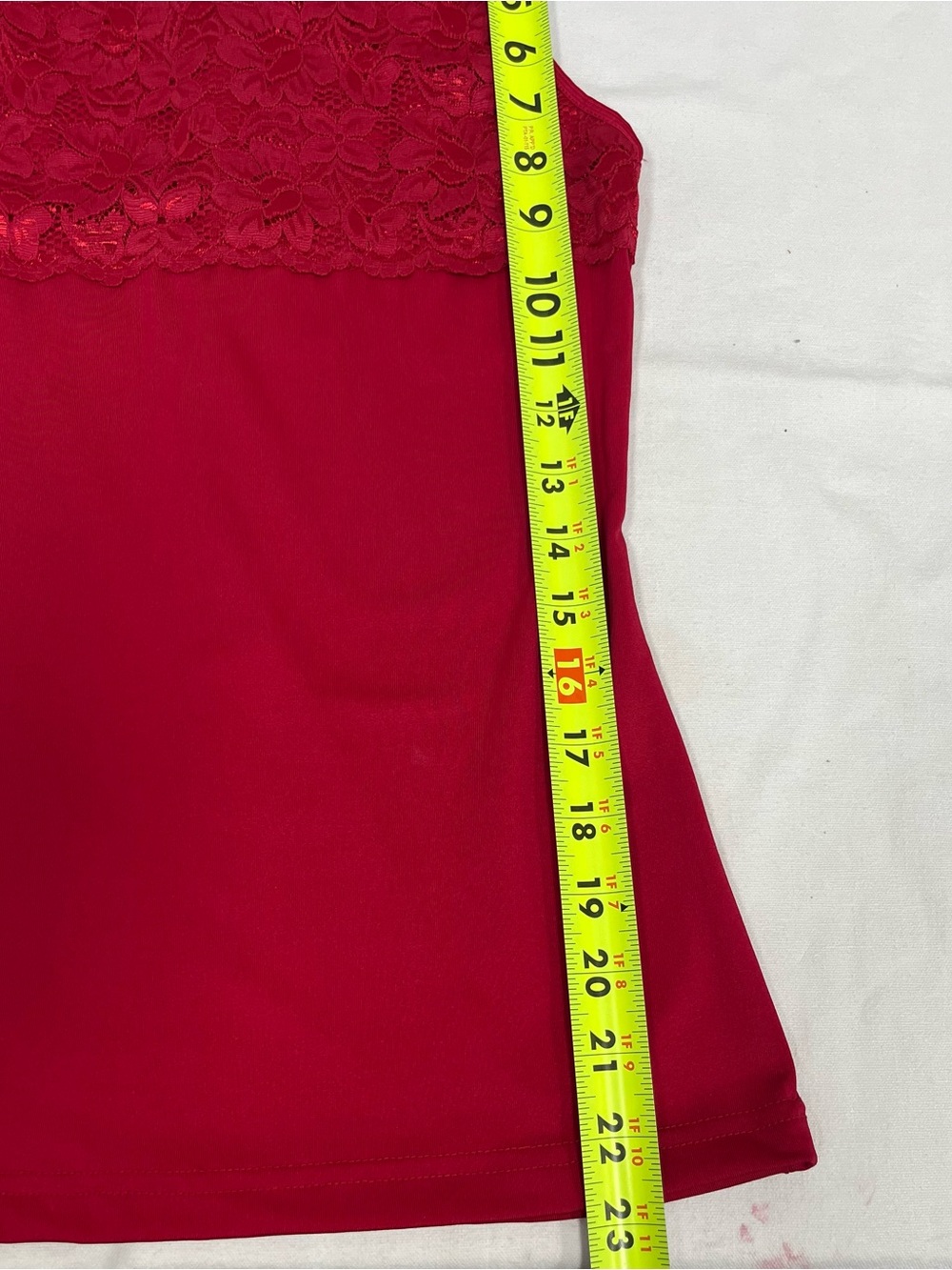 Vintage Cinema Etoile Red Lace-Trim Tank Top Y2K Festive - Picture 6 of 6